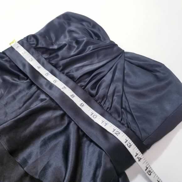 AMSALE Satin Peplum Strapless Long Gown Evening Dress Sweetheart Neckline - Picture 6 of 12